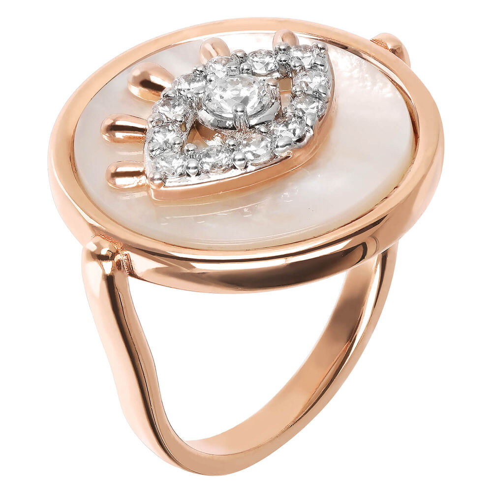 Bronzallure Alba Collection Cubic Zirconia All-Seeing Eye Mother Of Pearl Ring image number 0
