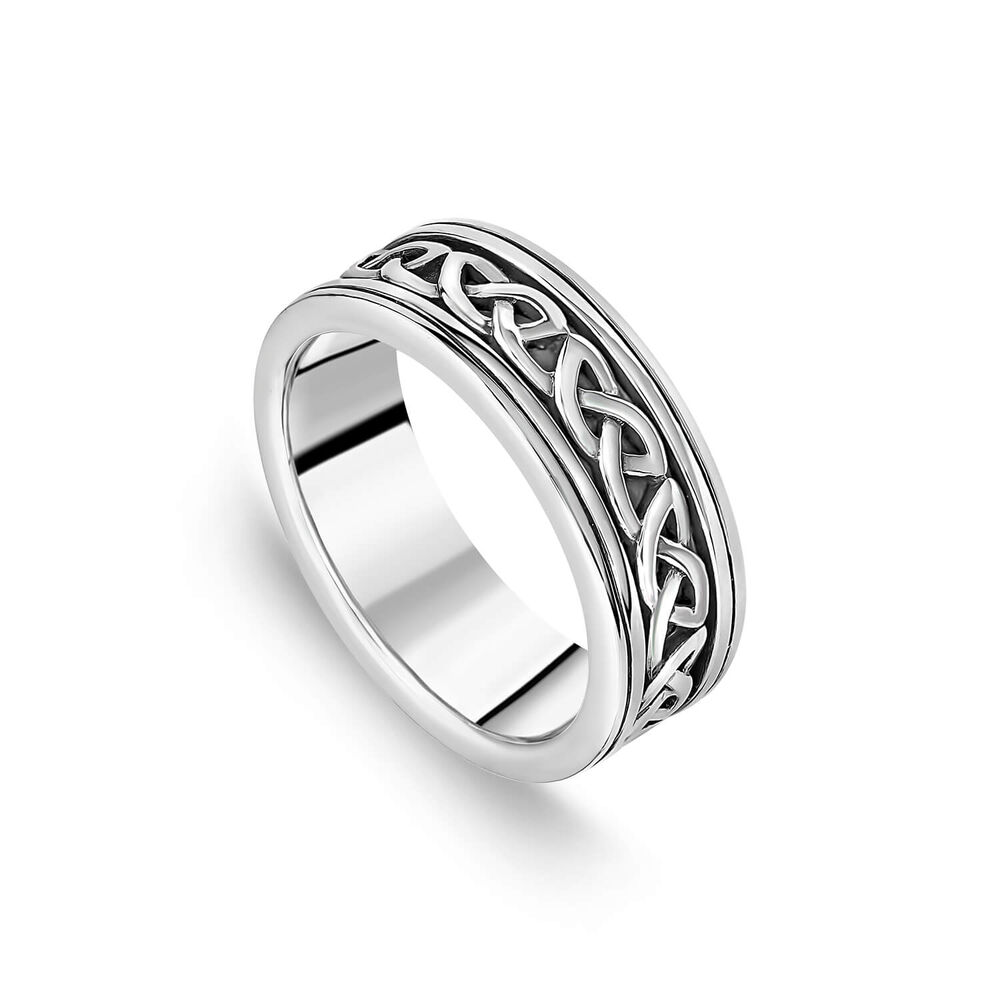 Silver Oxidised Celtic Knot Gents Band