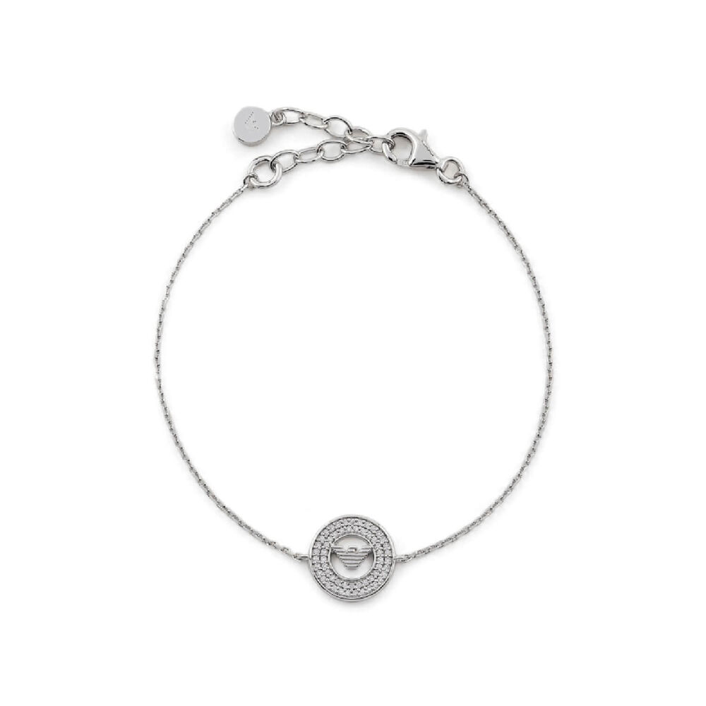 Emporio Armani Sterling Silver Cubic Zirconia Eagle Logo Bracelet