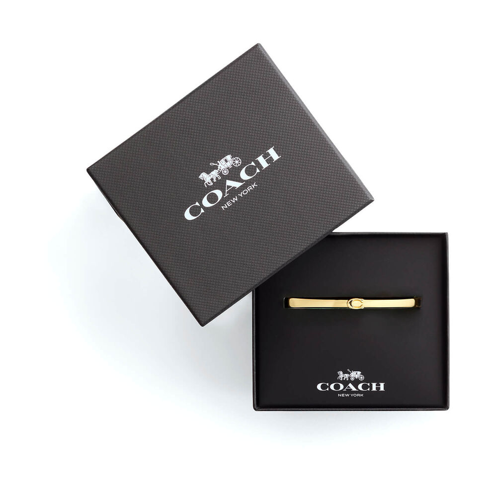 Coach Gold Tone Brass Signature C Bangle Bracelet