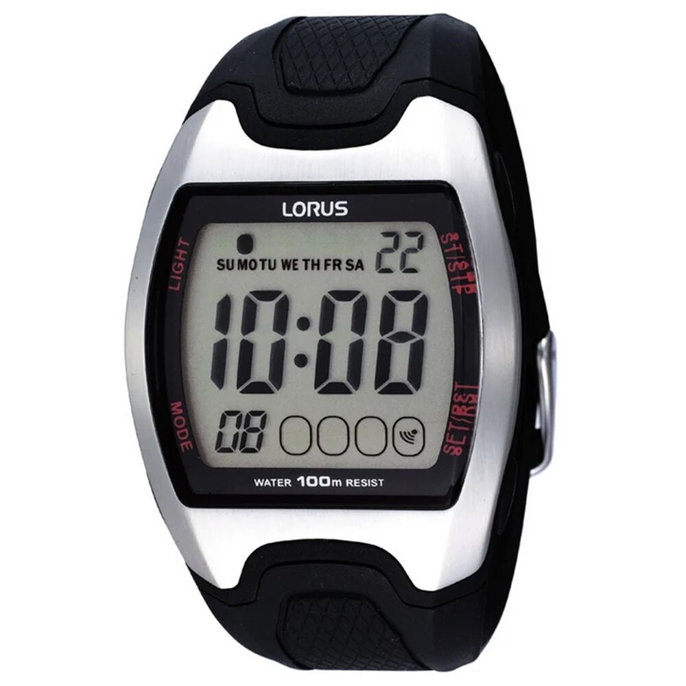 Lorus Quartz Gents Sports 40mm Digital Black Rubber Strap Watch