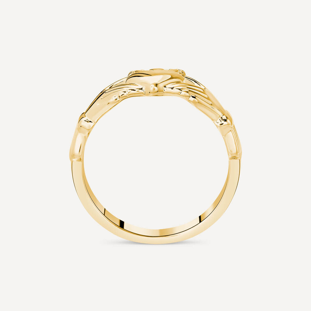 9ct Yellow Gold Gents Claddagh Ring image number 2