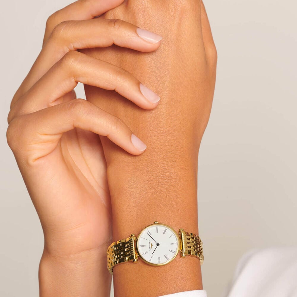 Longines La Grande Classique de Longines 24mm White Dial Yellow Gold PVD Bracelet Watch image number 9