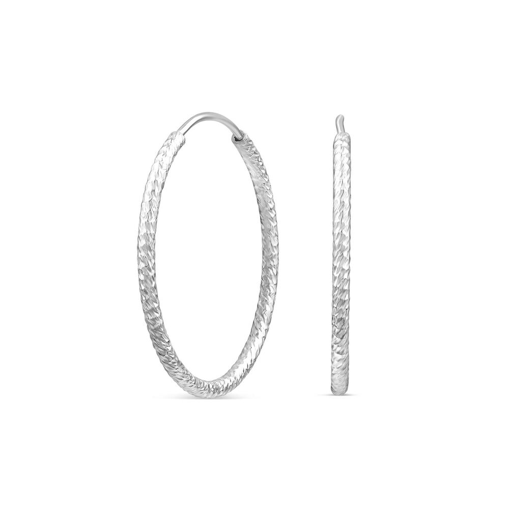 Sterling Silver Diamond Cut 20mm Hoop Earrings