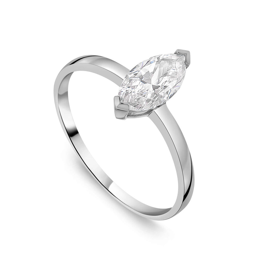 9ct White Gold Marquise Cubic Zirconia Promise Ring