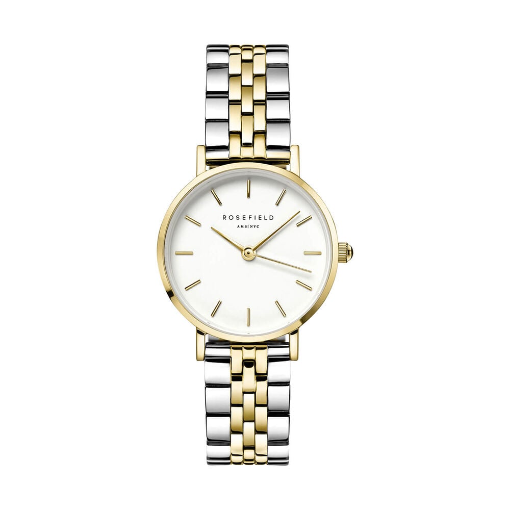 Rosefield Small Edit Duotone 26mm White Dial Rhodium Plated Steel Bracelet Watch