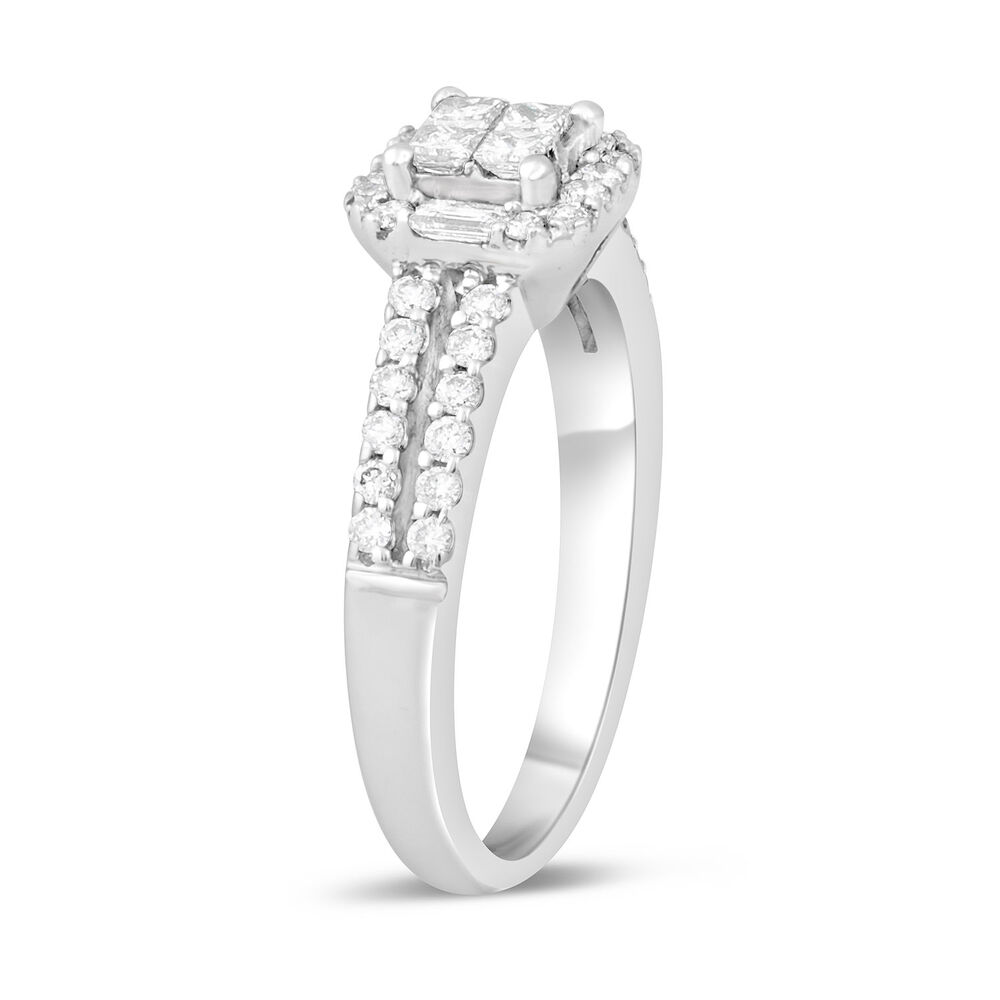 Ladies' 9ct White gold Quad Cluster Engagement Ring 0.58ct image number 3