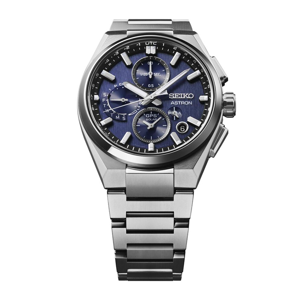 Seiko Astron GPS Solar 5X Dual-Time Chronograph 42mm Infinite Blue Dial Titanium Bracelet Watch