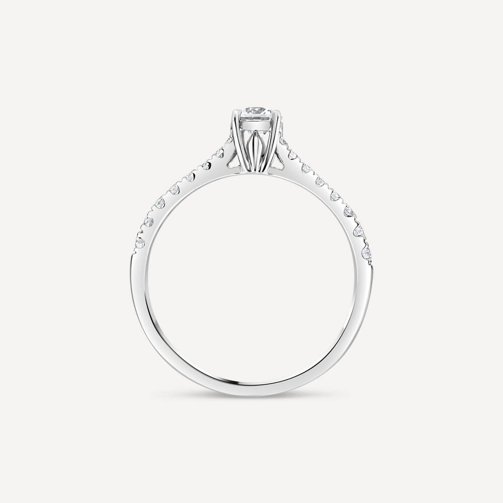 Tulip Setting 18ct White Gold 0.50ct Solitaire & Diamond Shoulders Diamond Ring image number 3