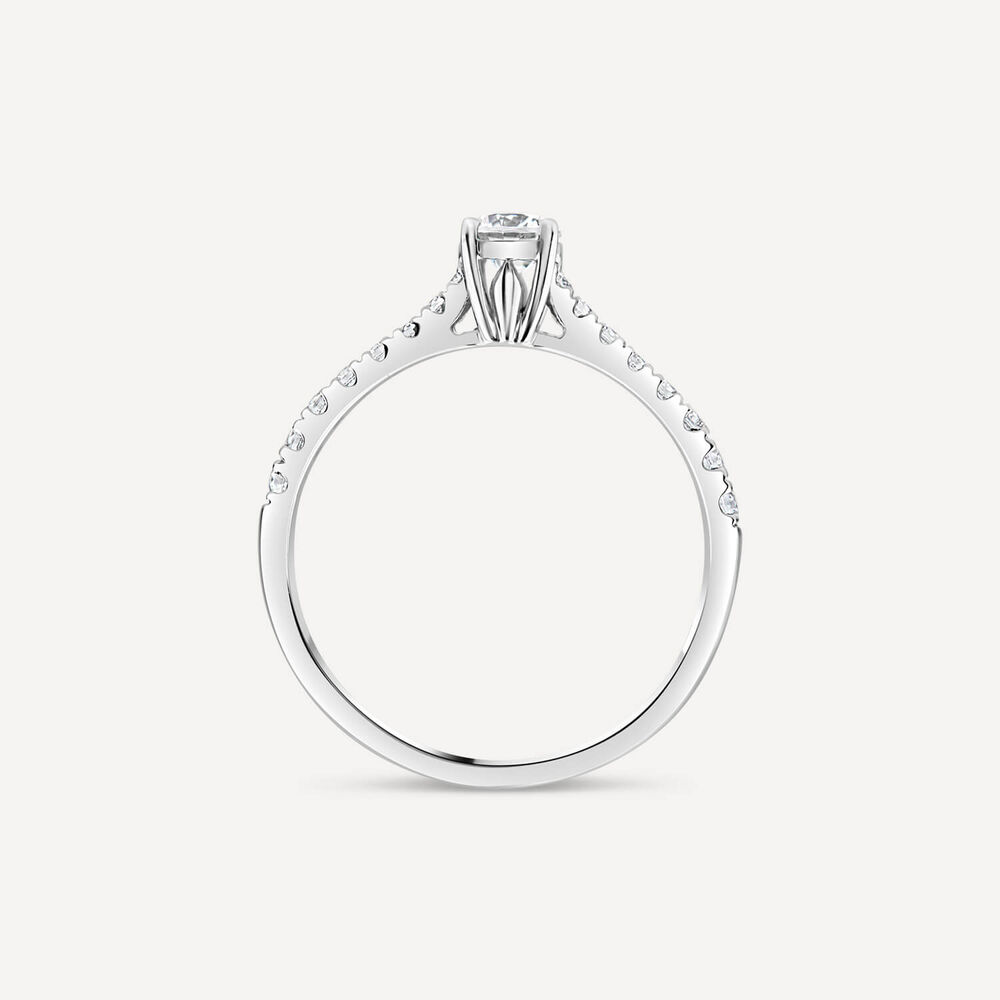 Tulip Setting 18ct White Gold 0.50ct Solitaire & Diamond Shoulders Diamond Ring image number 3