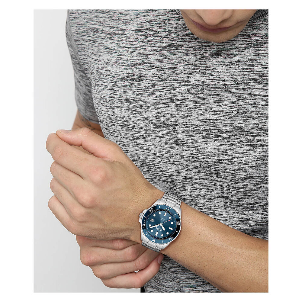 BOSS Ace 43mm Quartz Blue Dial Steel Case Bracelet Watch image number 2