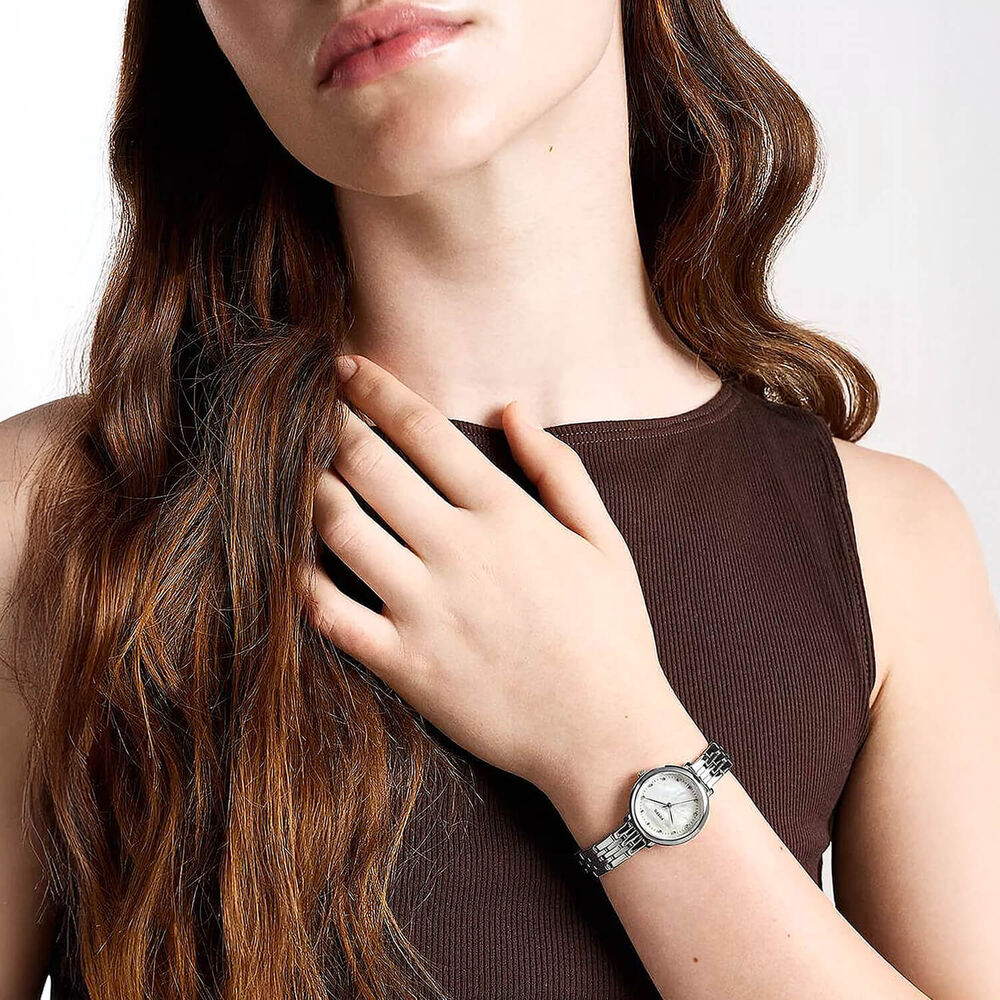 Fossil Heidi 26mm Mother of Pearl Dial Silver Tone Stainless Steel Bracelet Watch