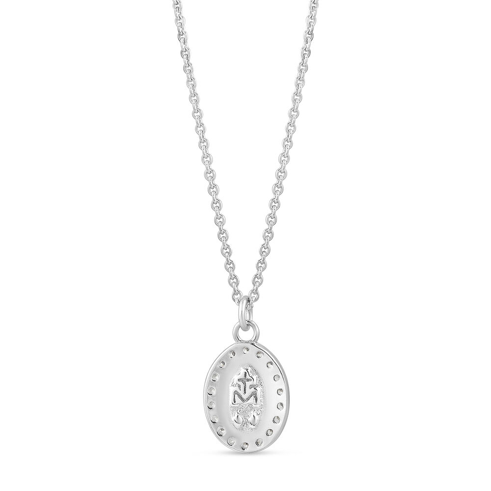 Sterling Silver Cubic Zirconia Miraculous Medal Necklace (Chain Included)