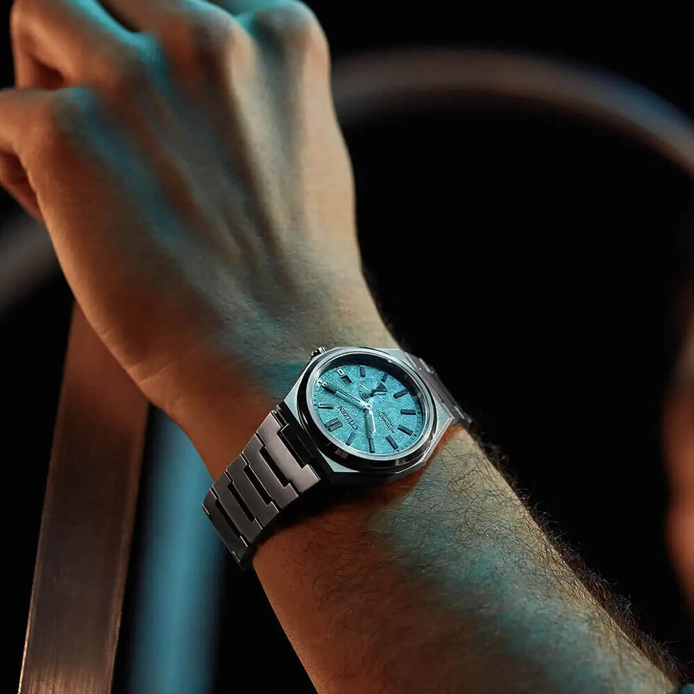 Citizen Zenshin Automatic 41mm Textured Blue Dial Super Titanium™ Bracelet Watch image number 5
