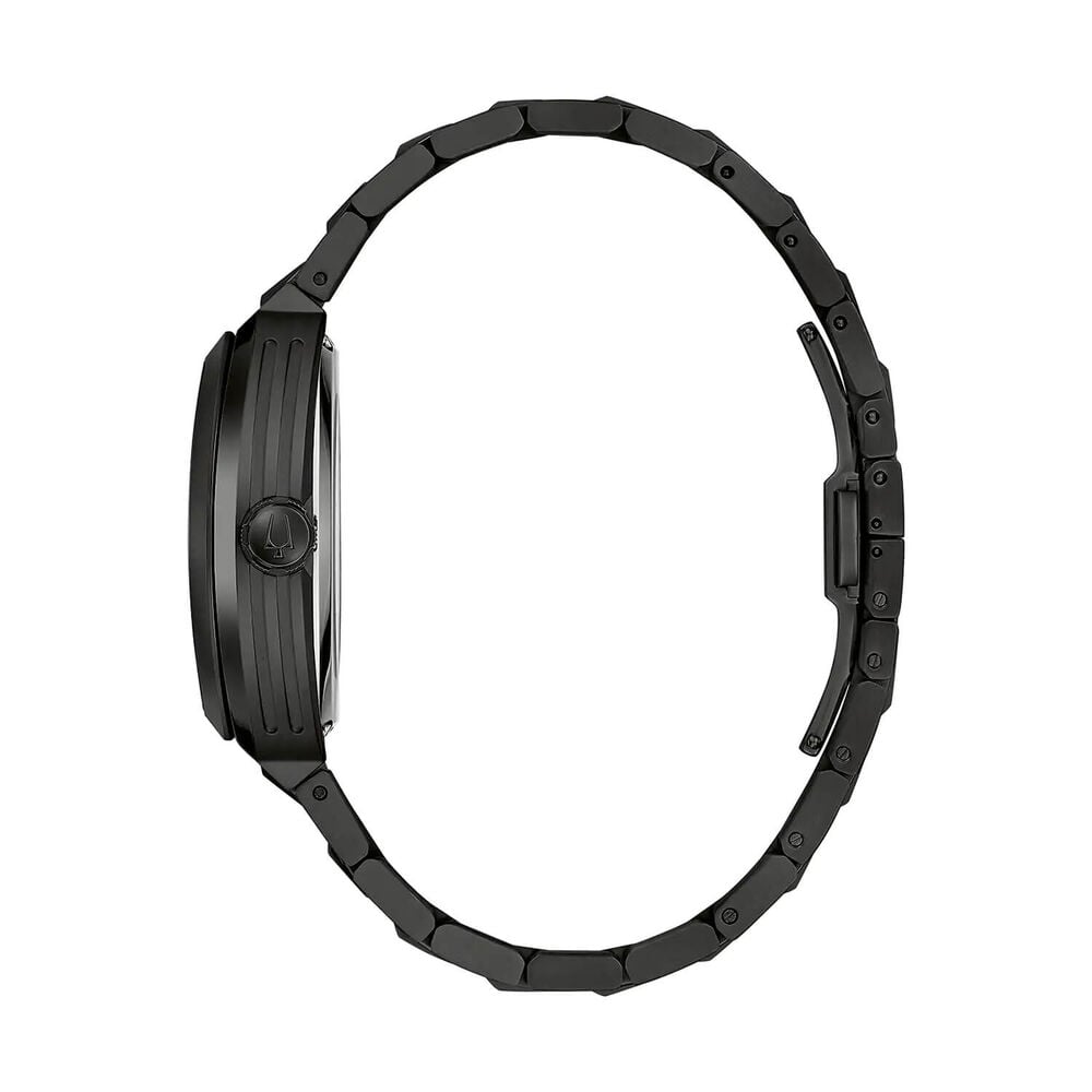 Bulova Maquina 40mm Variegated Coloured Skeleton Dial Black Ion Plated Steel Bracelet Watch image number 1