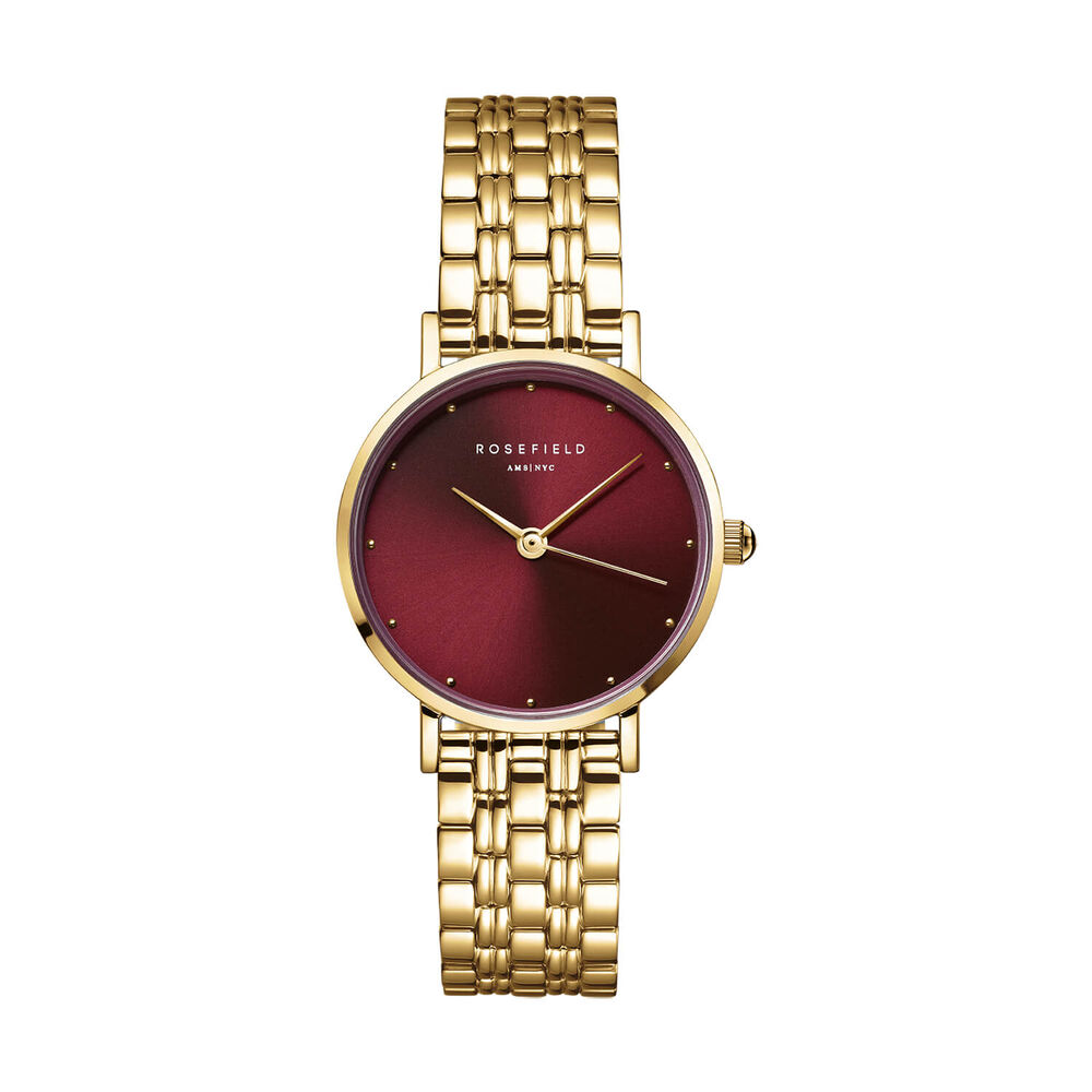 Rosefield Small Edit Burgundy 26mm Dial 23k Gold Plated Steel Bracelet Watch image number 0