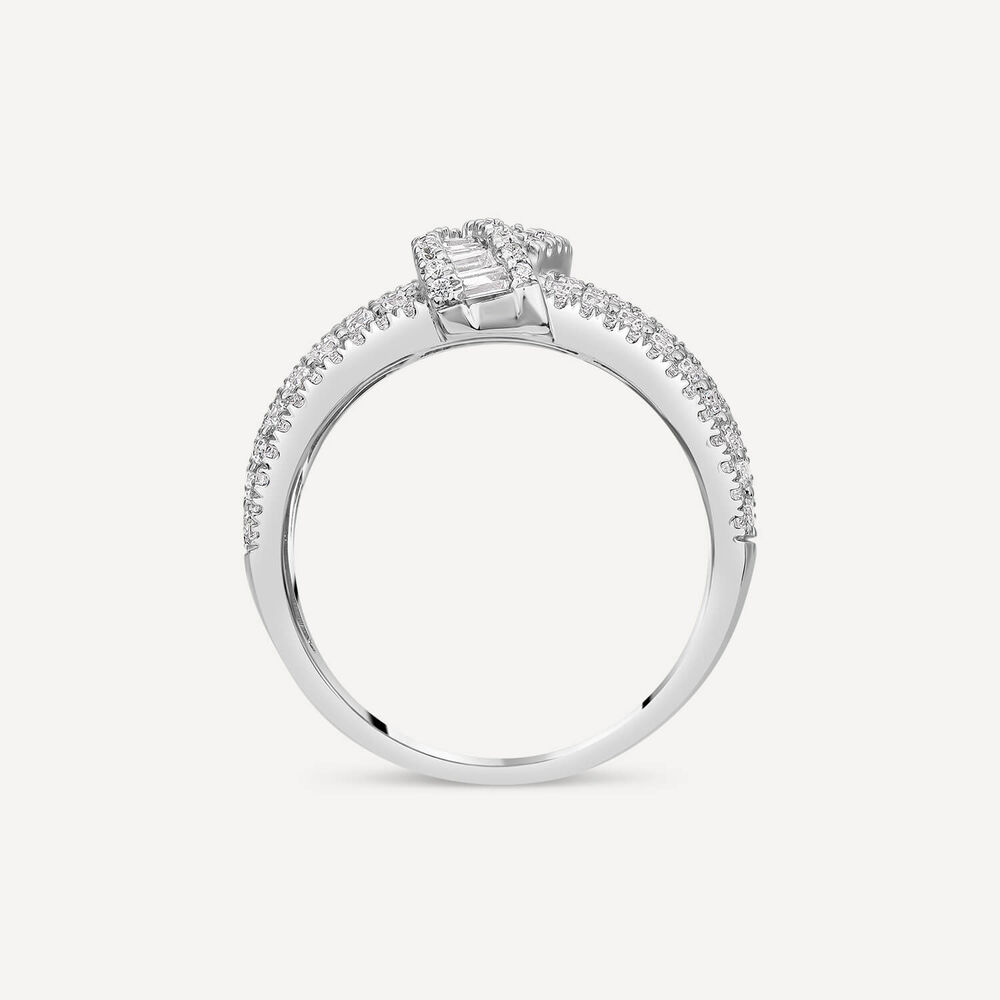 Platinum 1.00ct Diamond Baguette Twisted Centre Cocktail Band Ring image number 3