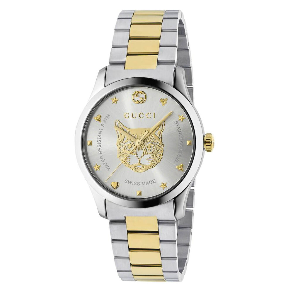 Gucci G-Timeless Feline (Cat) Two Tone Steel 38mm Ladies' Watch image number 0