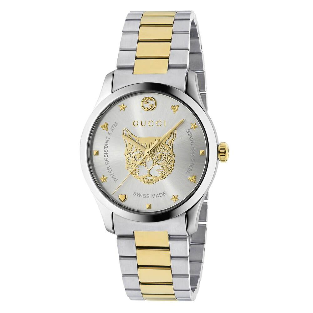 Gucci G-Timeless Feline (Cat) Two Tone Steel 38mm Ladies' Watch