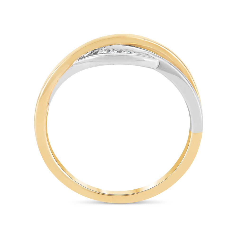 9ct Double Gold 0.03ct Diamond Crossover Ring image number 2