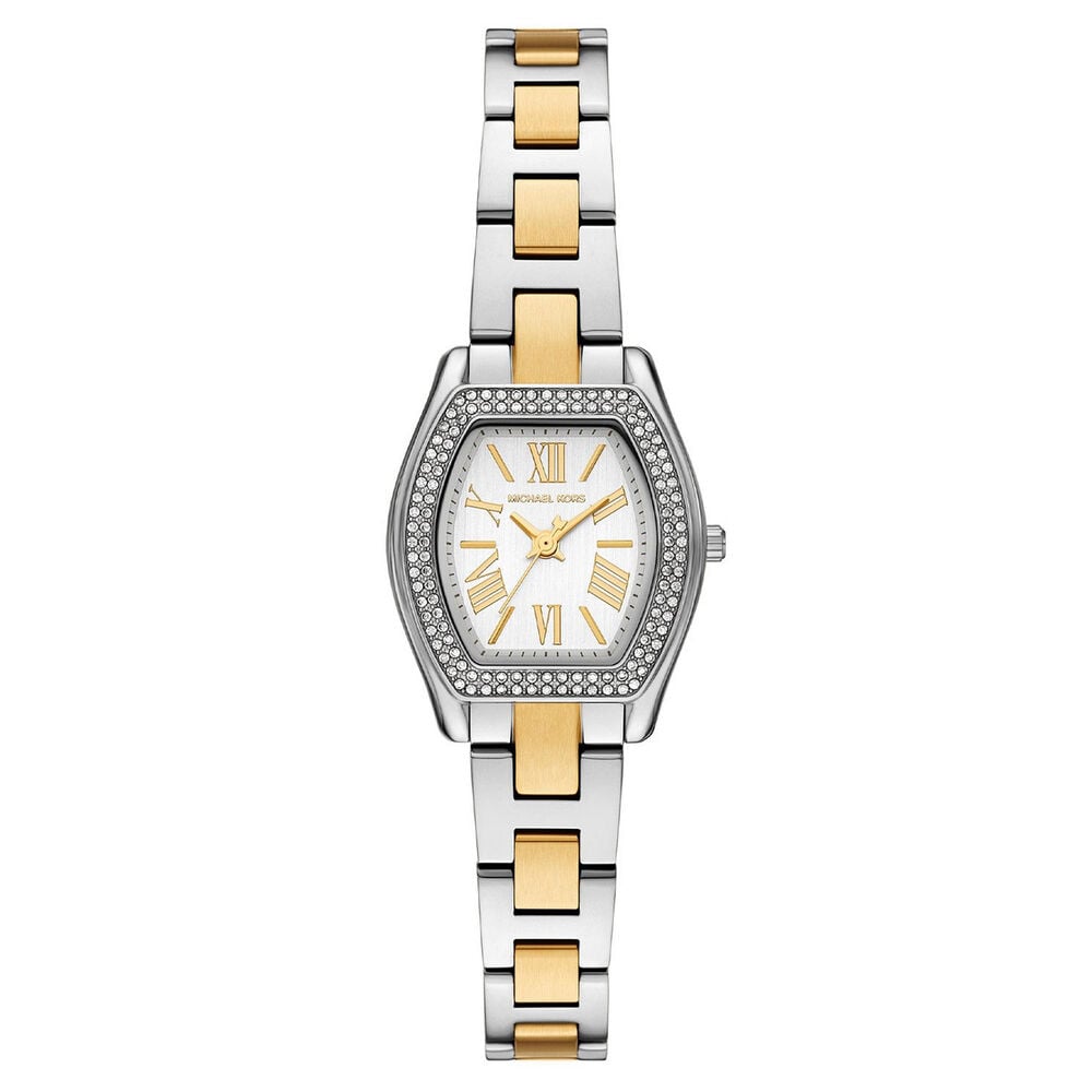 Michael Kors Chelsea 25x24mm Silver Dial Two Tone Stainless Steel Bracelet Watch