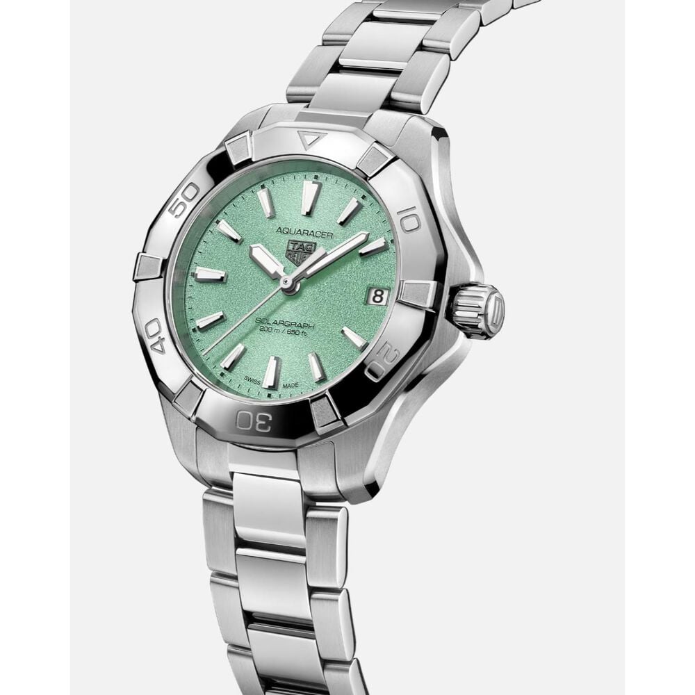 TAG Heuer Aquaracer Professional 200 Solargraph 34mm Polar Blue Dial Steel Bracelet Watch
