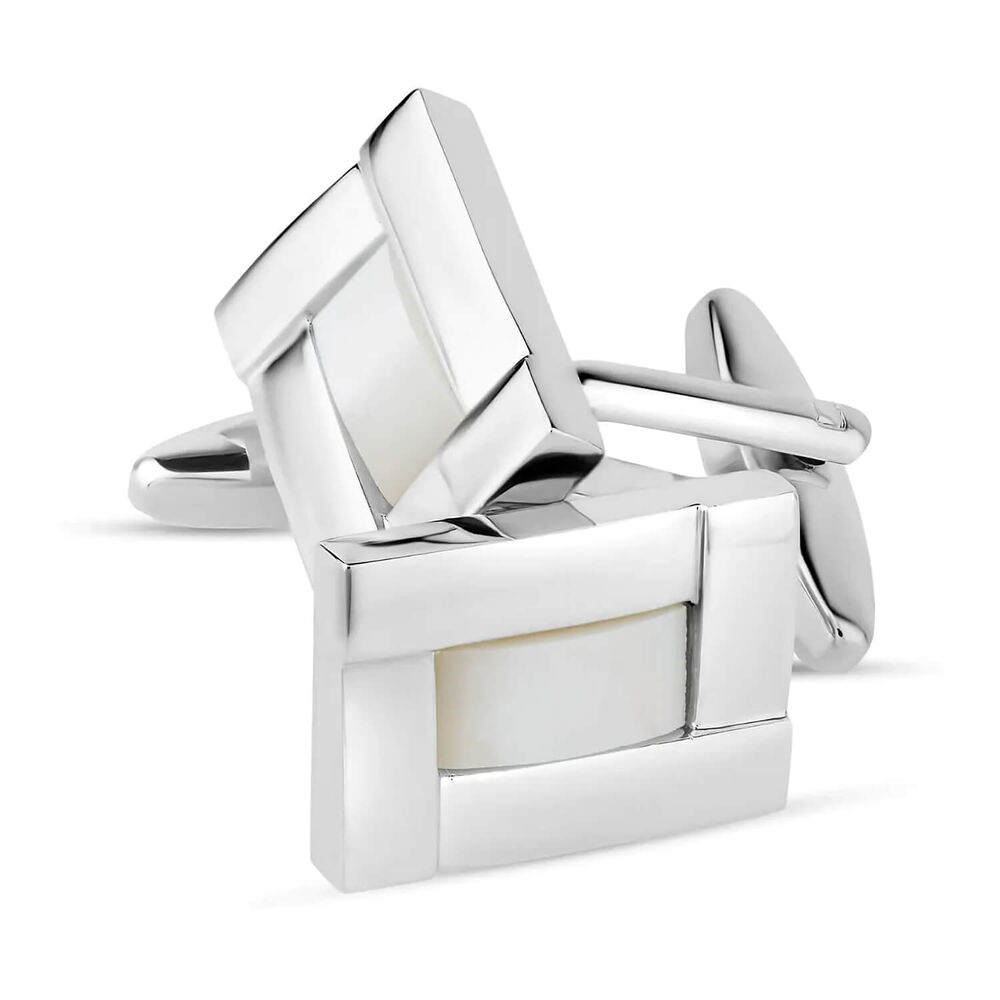 Gents Silver-Plated Mother of Pearl Cufflinks image number 2