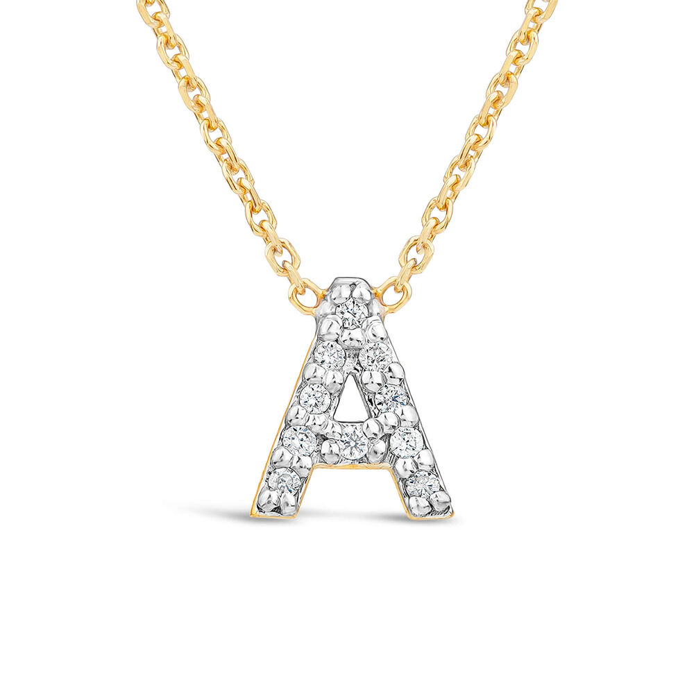 9ct Yellow Gold Petite 0.04ct Diamond Initial "A" Necklet image number 0