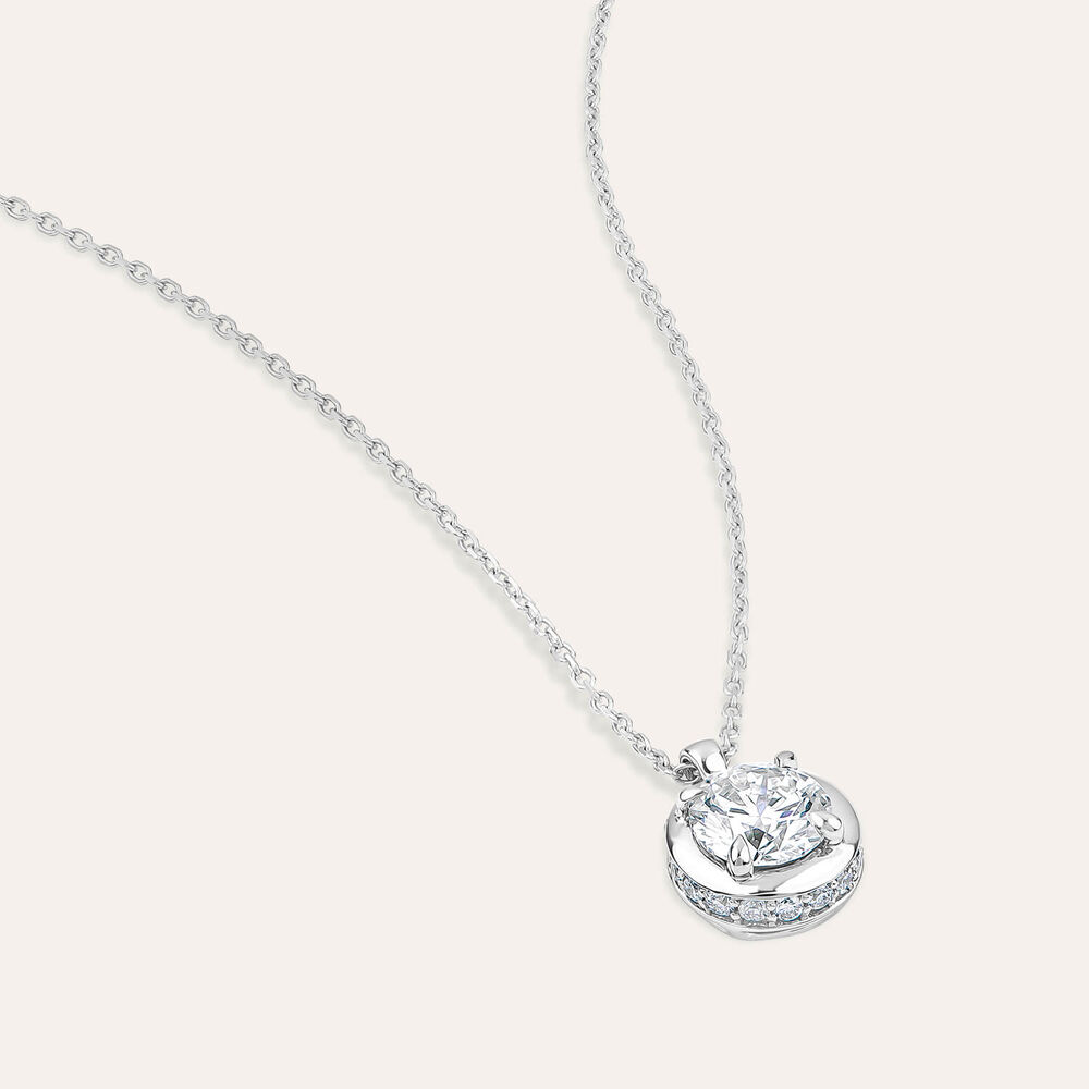 Born Orbit 9ct White Gold Lab Grown 0.82ct Round Diamond Pendant