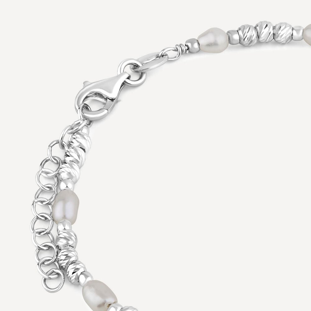 Sterling Silver Freshwater Beaded Pearl Bracelet image number 4