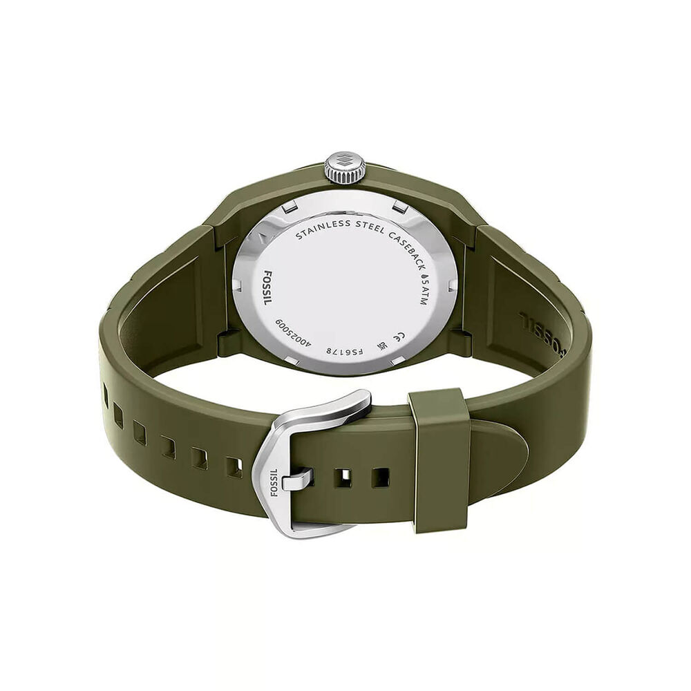 Fossil Everett 42mm Olive Green Dial & Silicone Strap Watch