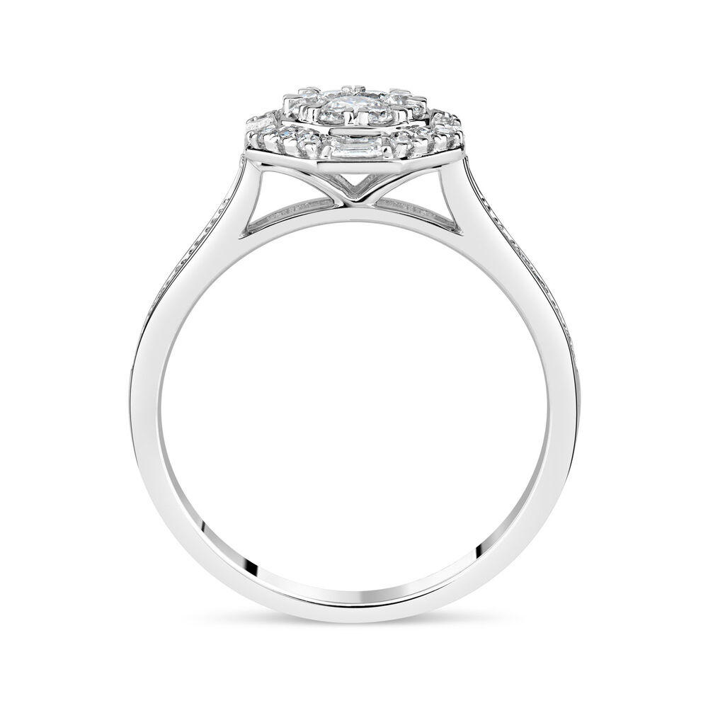 18ct White Gold 0.50ct Diamond Hexagon Cluster Ring image number 6