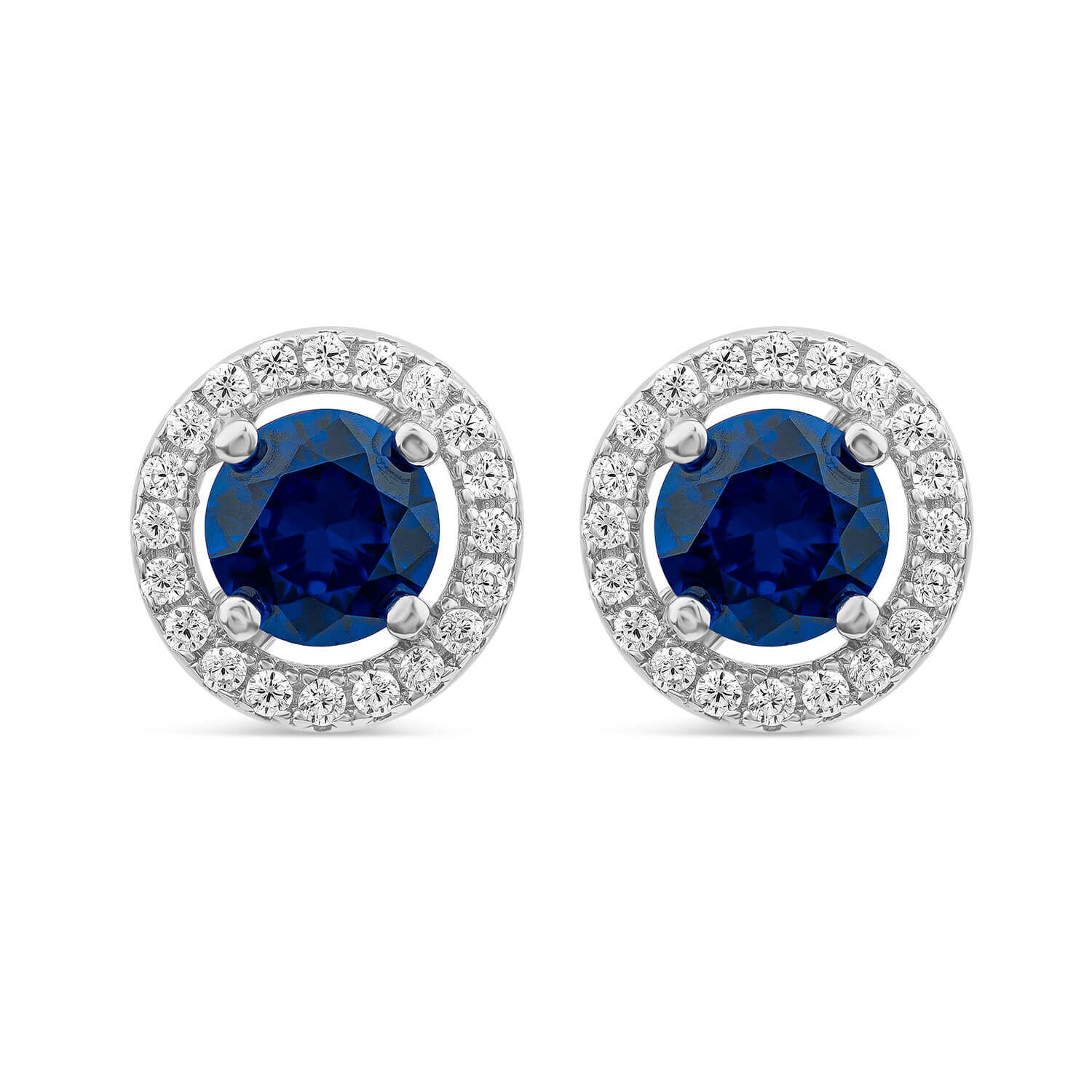 Blue cubic zirconia stud earrings hot sale