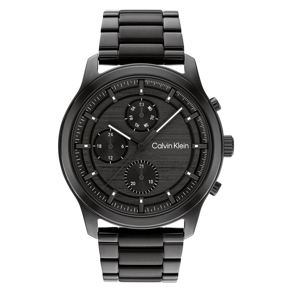 Calvin Klein Timeless 44mm Chronograph Black Plated Steel Bracelet Watch