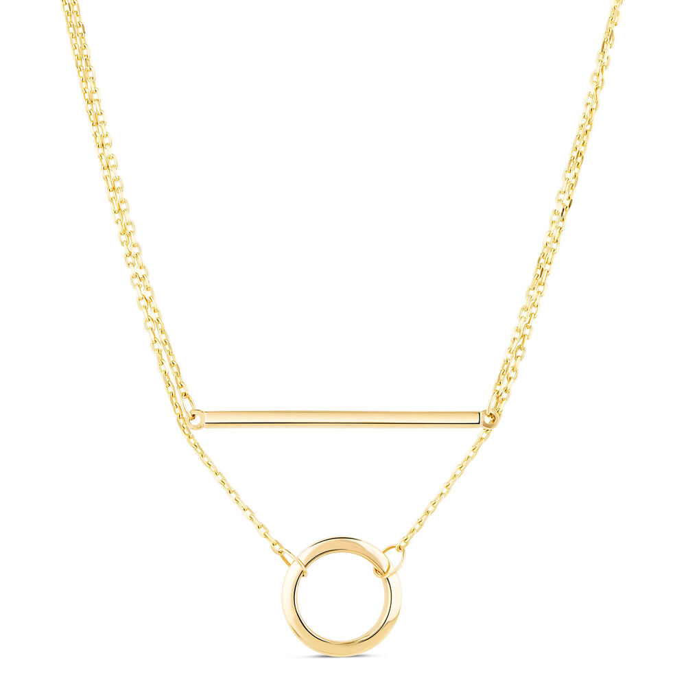 9ct Yellow Gold Bar & Circle Layer Necklet