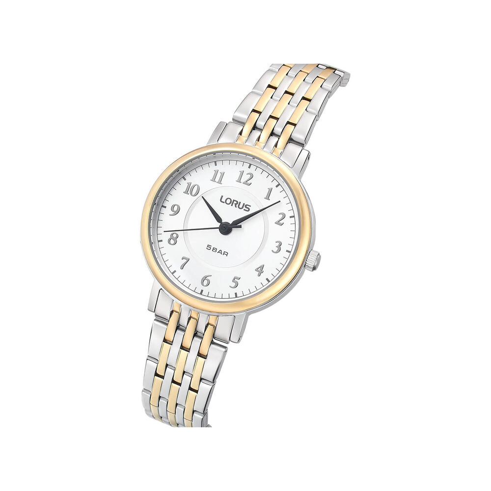 Lorus Quartz Ladies 30mm White Dial Two-Tone Steel Bracelet Watch image number 1