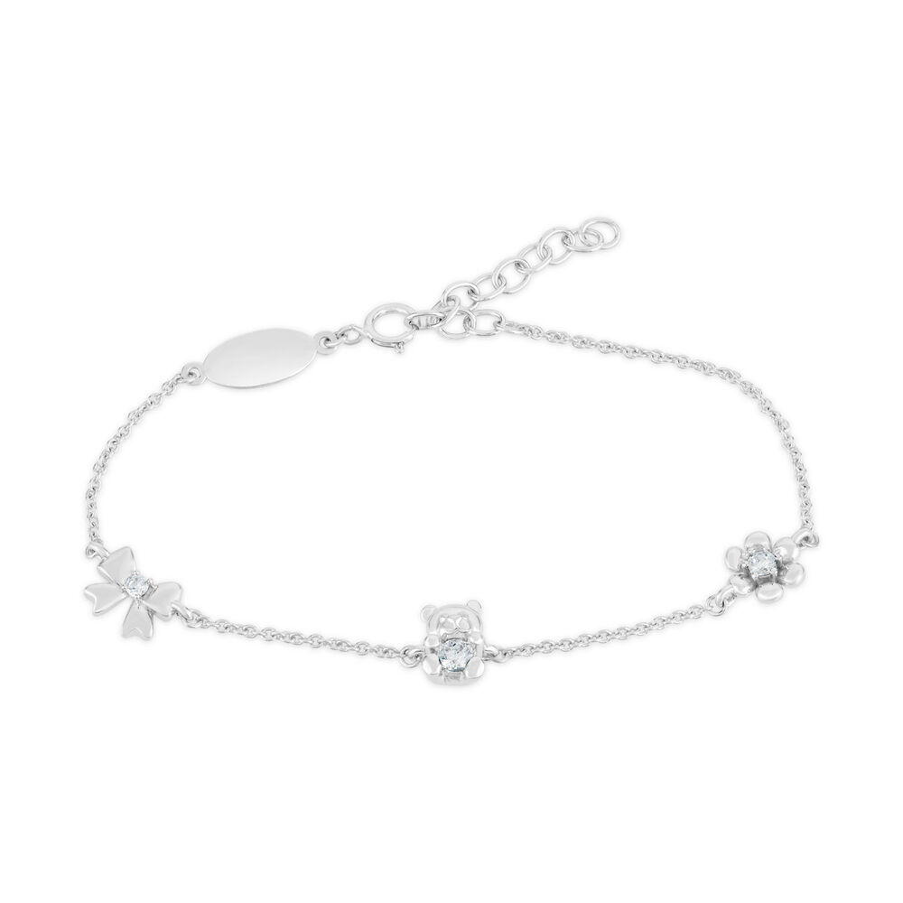 Little Treasure Sterling Silver Cubic Zirconia Children's Station Bracelet