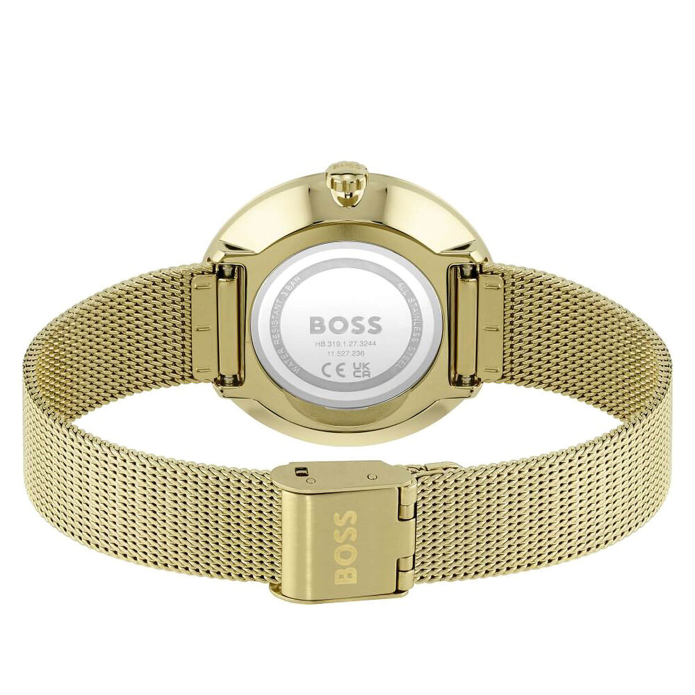 BOSS Praise 36mm Cubic Zirconia Dial Yellow Gold PVD Mesh Bracelet Watch image number 1