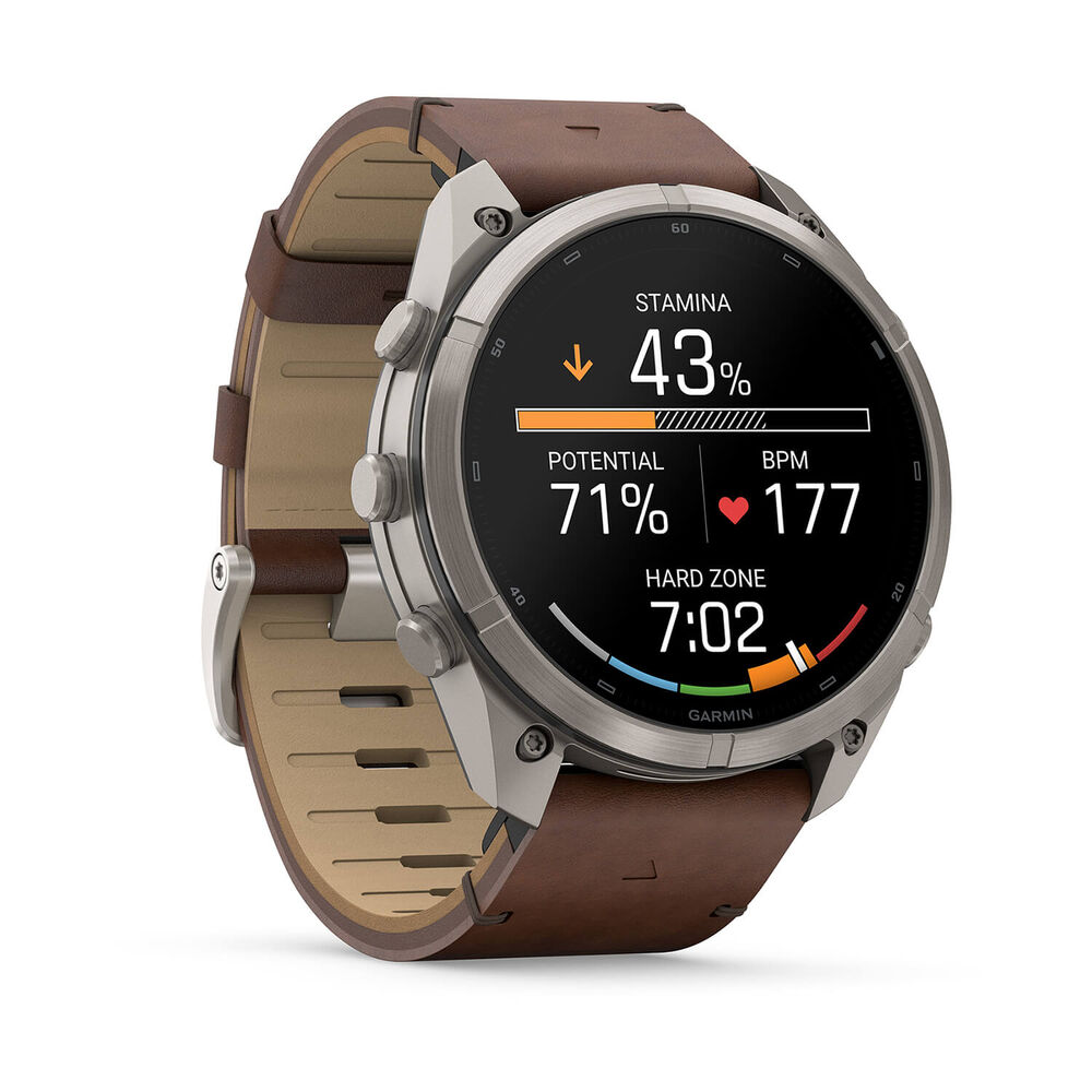 Garmin fenix 9 Pro 51mm Titanium Walnut Leather Strap Watch