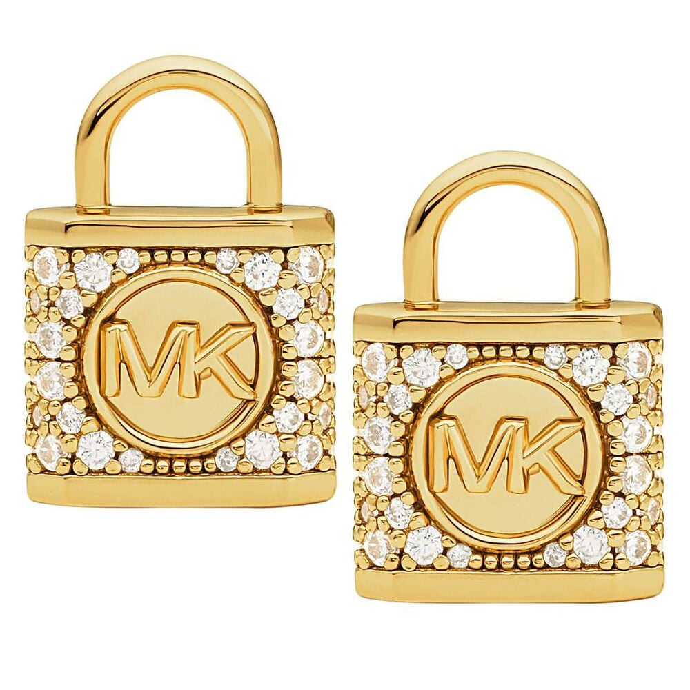 Michael Kors Rose Gold Plated Lock Stud Earrings image number 2