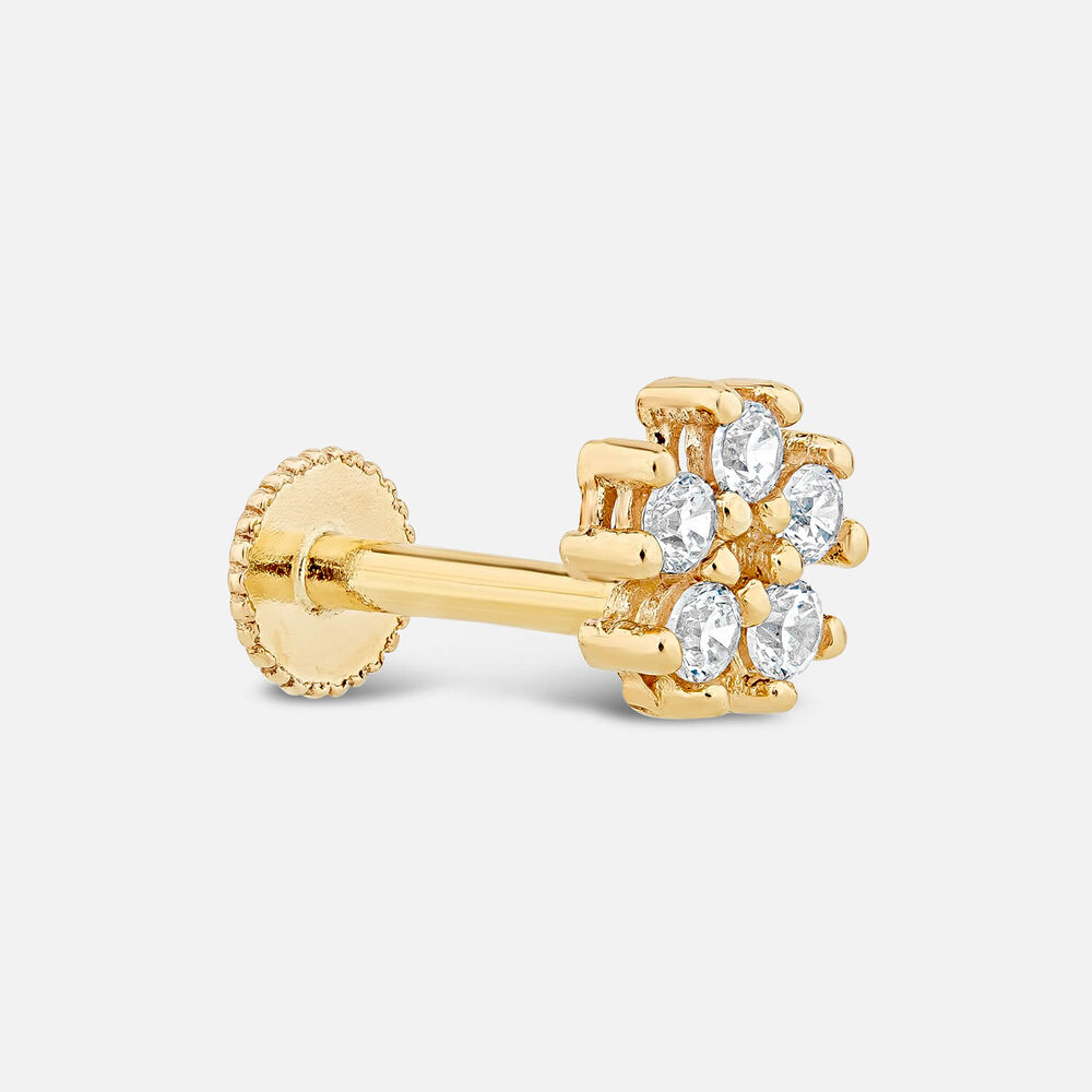 9ct Yellow Gold Cubic Zirconia Flower Single Stud Earring