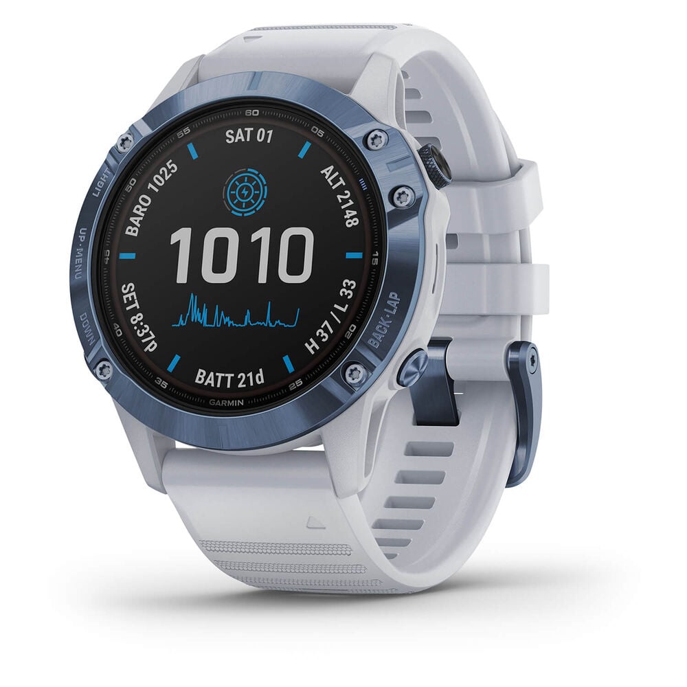 Garmin Fenix 6 Pro Solar Whitestone Silicone Strap Smartwatch