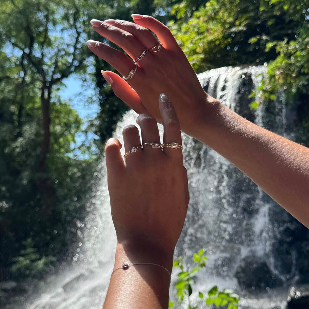 Born Kissed with Diamonds 9ct Yellow Gold Lab Grown 0.15ct Marquise Diamond Open Shoulders Ring image number 4