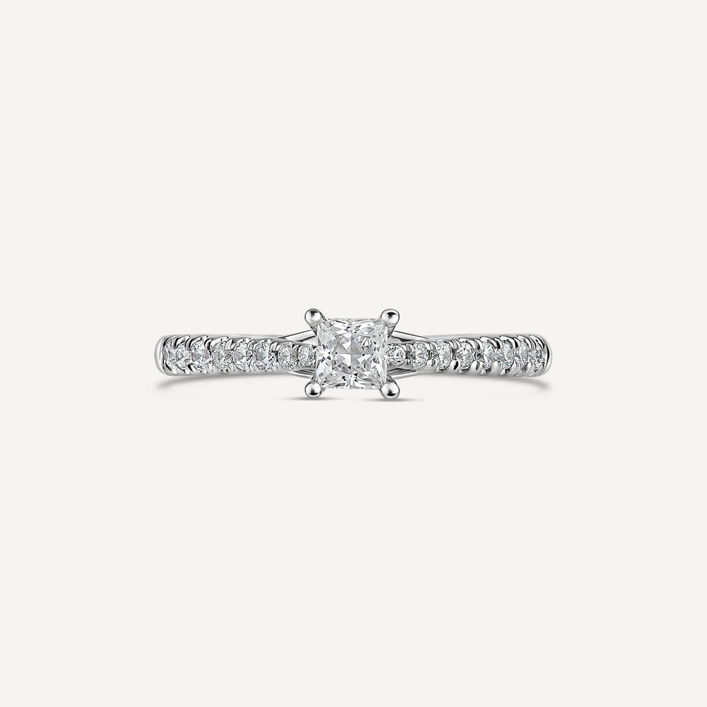 The Orchid Setting Platinum Princess 0.50ct Diamond Shoulders Engagement Ring