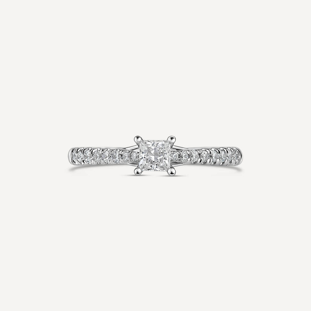 The Orchid Setting Platinum Princess 0.50ct Diamond Shoulders Engagement Ring
