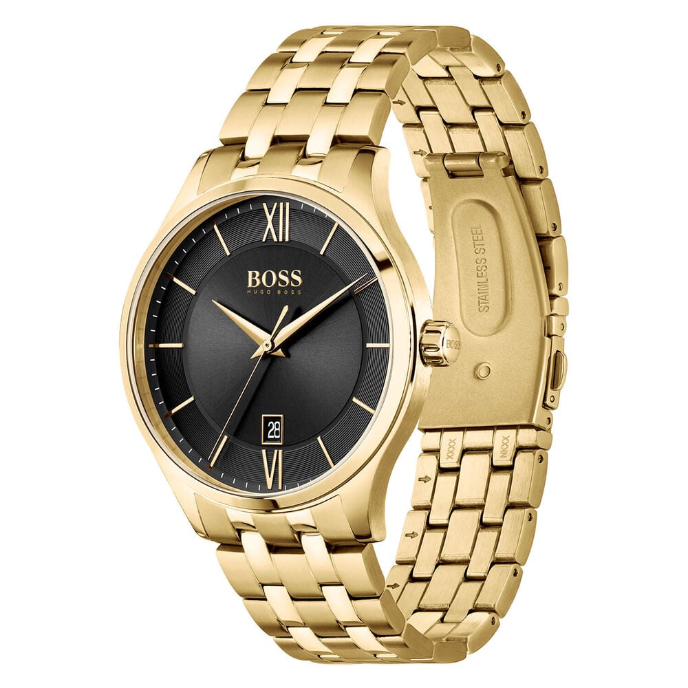 Hugo Boss Elite 41MM Black Dial Yellow Gold IP Case Bracelet Watch image number 4