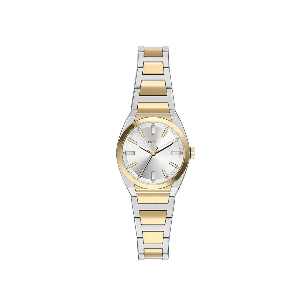 Fossil Everett 27mm Silver Dial Two Tone Steel Bracelet Watch