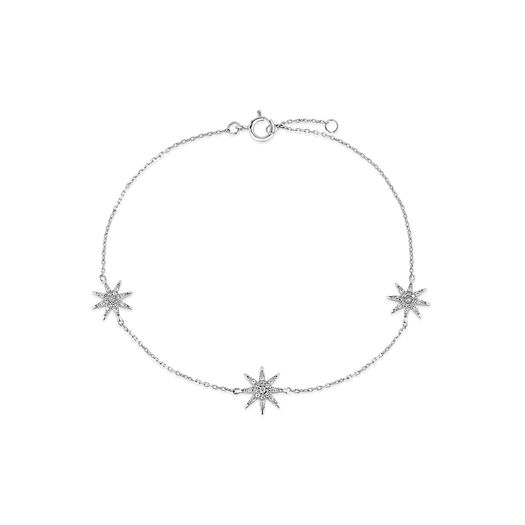 9ct White Gold 0.10 Carat Pave Star Diamond Bracelet