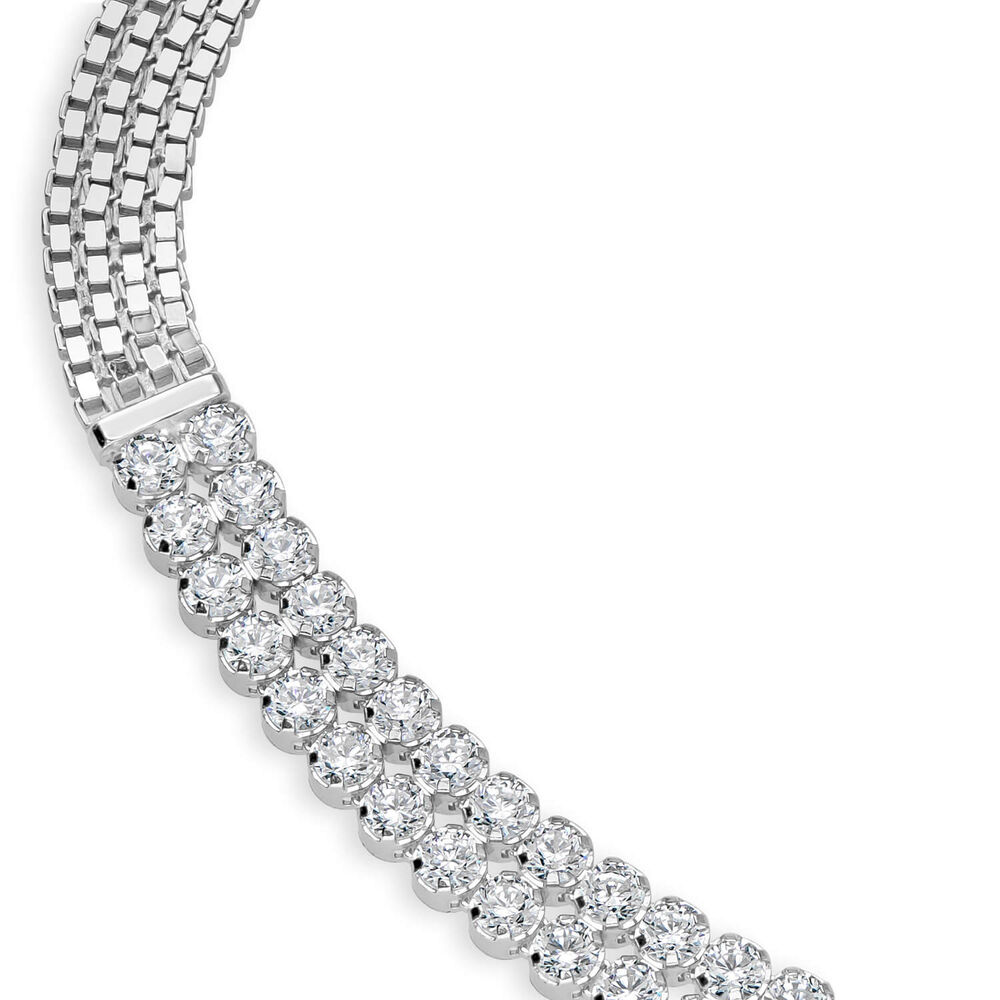 Jaques Esteve Sterling Silver Double Crystal 4 Row Ladies Bracelet