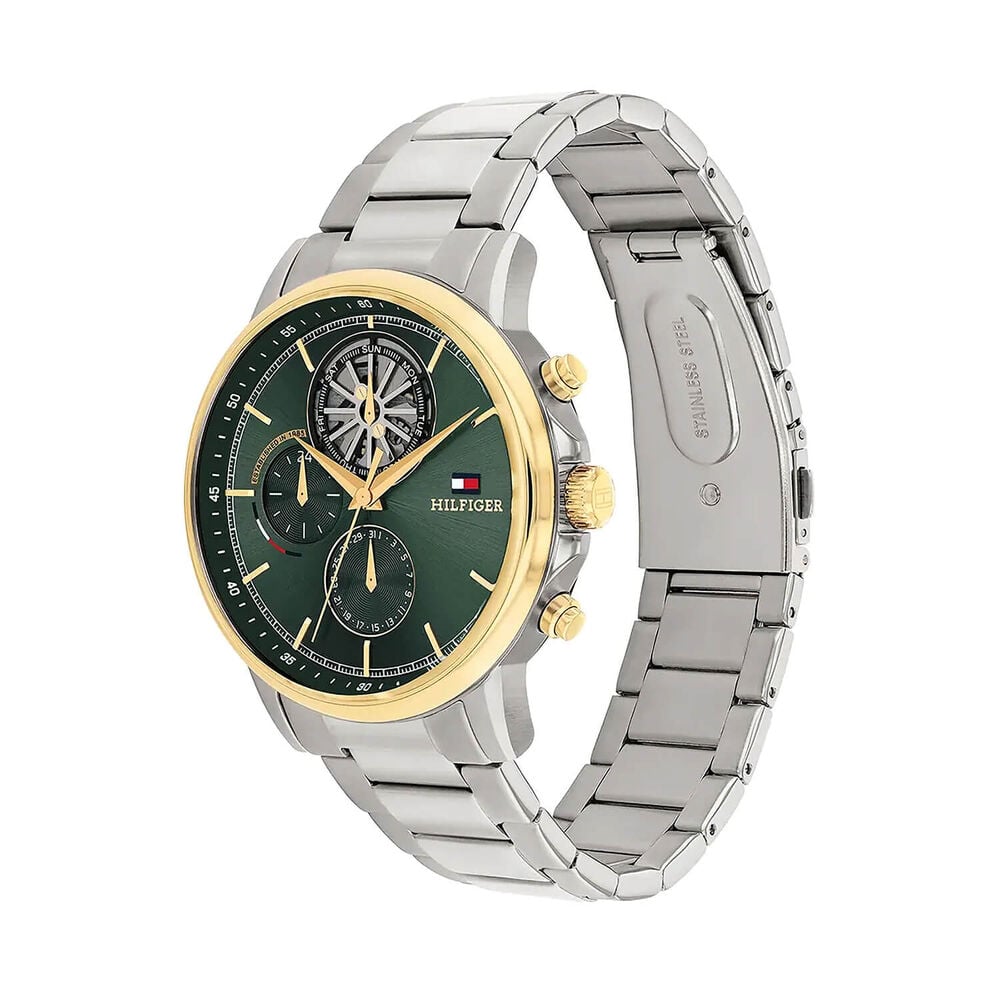Tommy Hilfiger Stewart 44mm Green Dial Steel Bracelet Watch